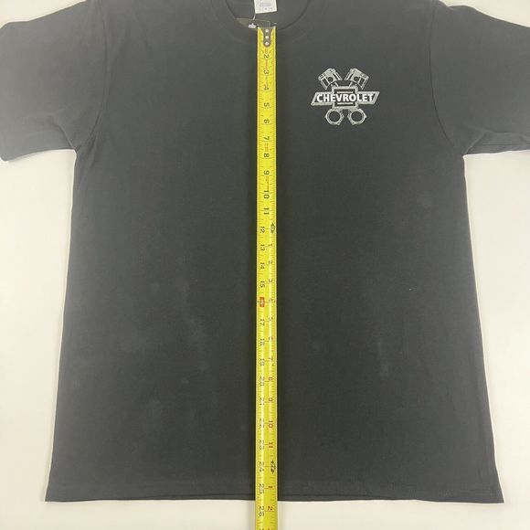 New Chevrolet T-Shirt Bowtie Engine Piston Cotton Men’s L Black Short Sleeve - Picture 8 of 9
